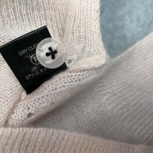 360 Cahmere Skull Cashmere Cardigan Women Medium Pink Long Sleeve V-Neck Sweater - Picture 9 of 15